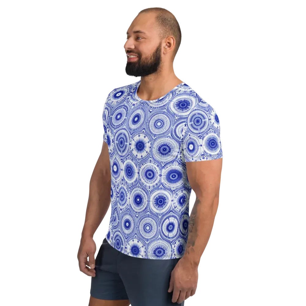 Indigo Circuit on Men's Athletic T-Shirt — Left