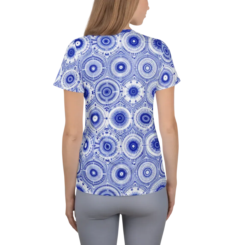 Indigo Circuit on Women's Athletic T-Shirt — Back