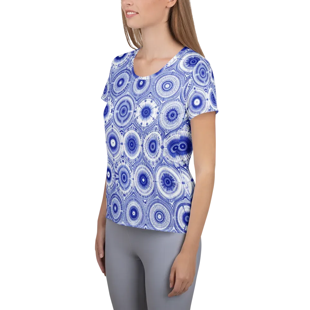 Indigo Circuit on Women's Athletic T-Shirt — Left