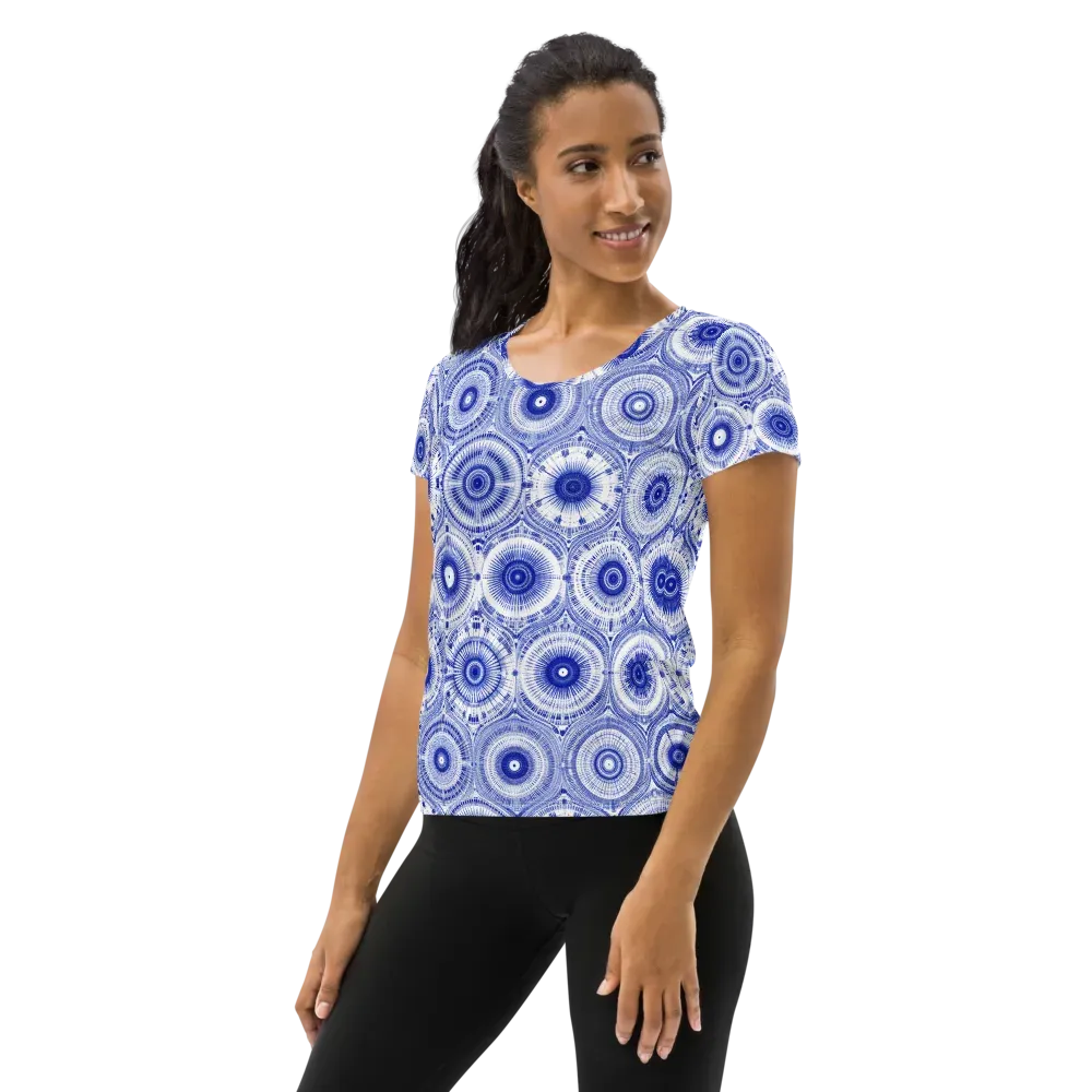 Indigo Circuit on Women's Athletic T-Shirt — Left