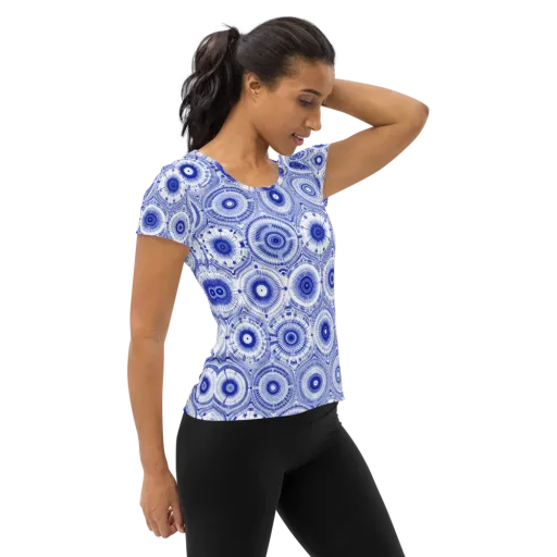 Indigo Circuit on a Women's Athletic T-Shirt