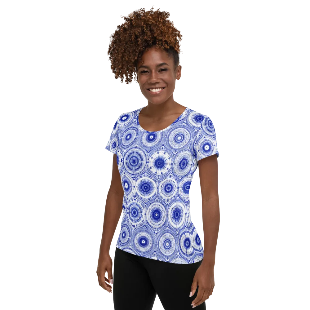 Indigo Circuit on Women's Athletic T-Shirt — Left