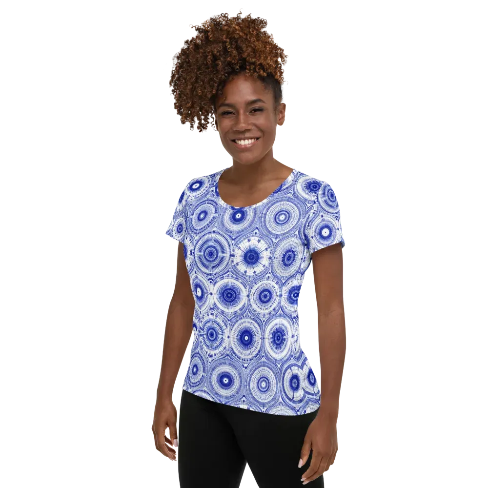 Indigo Circuit on Women's Athletic T-Shirt — Left