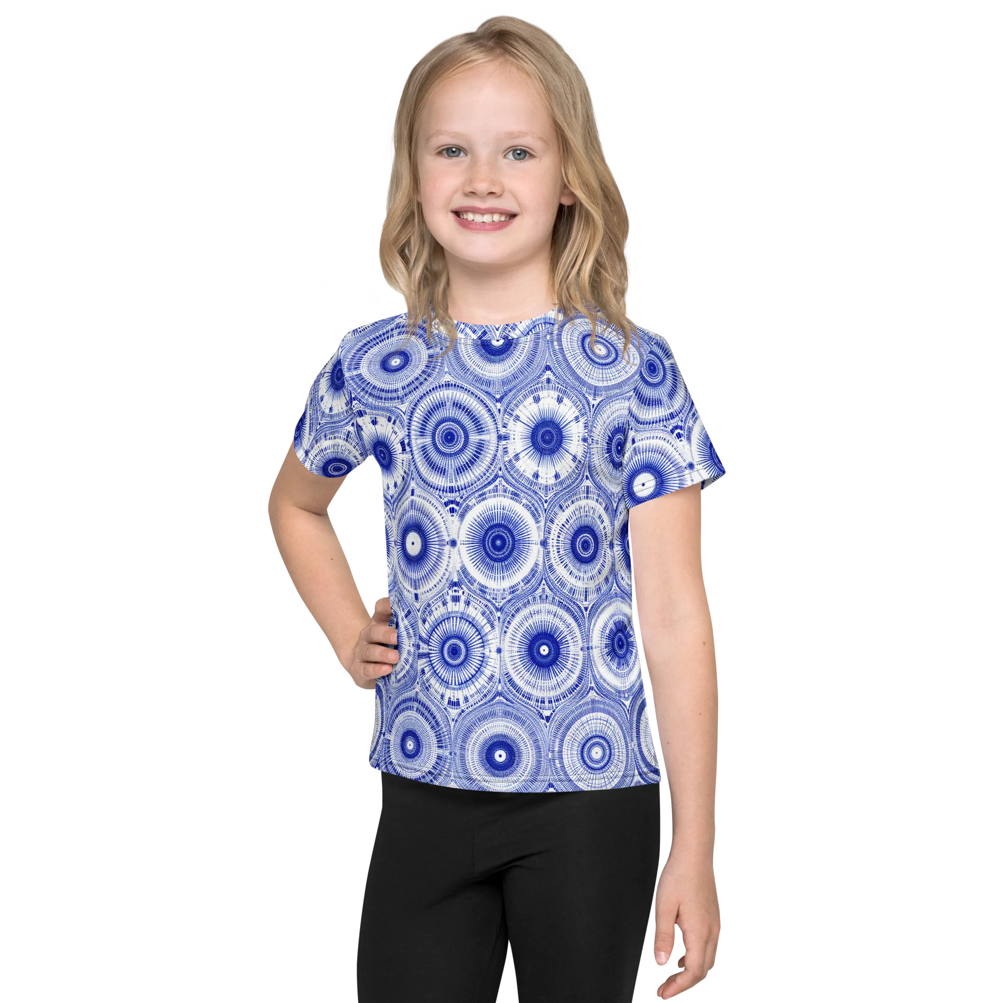 Indigo Circuit on Kids Crew Neck T-Shirt — Front
