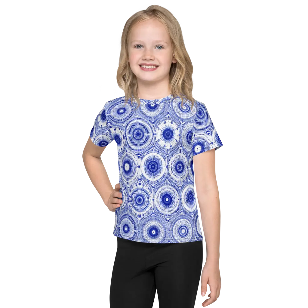 Indigo Circuit on Kids Crew Neck T-Shirt — Front
