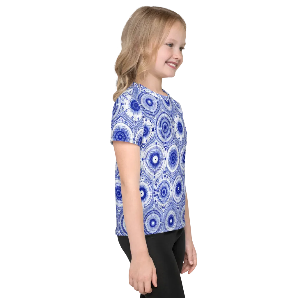 Indigo Circuit on Kids Crew Neck T-Shirt — Right