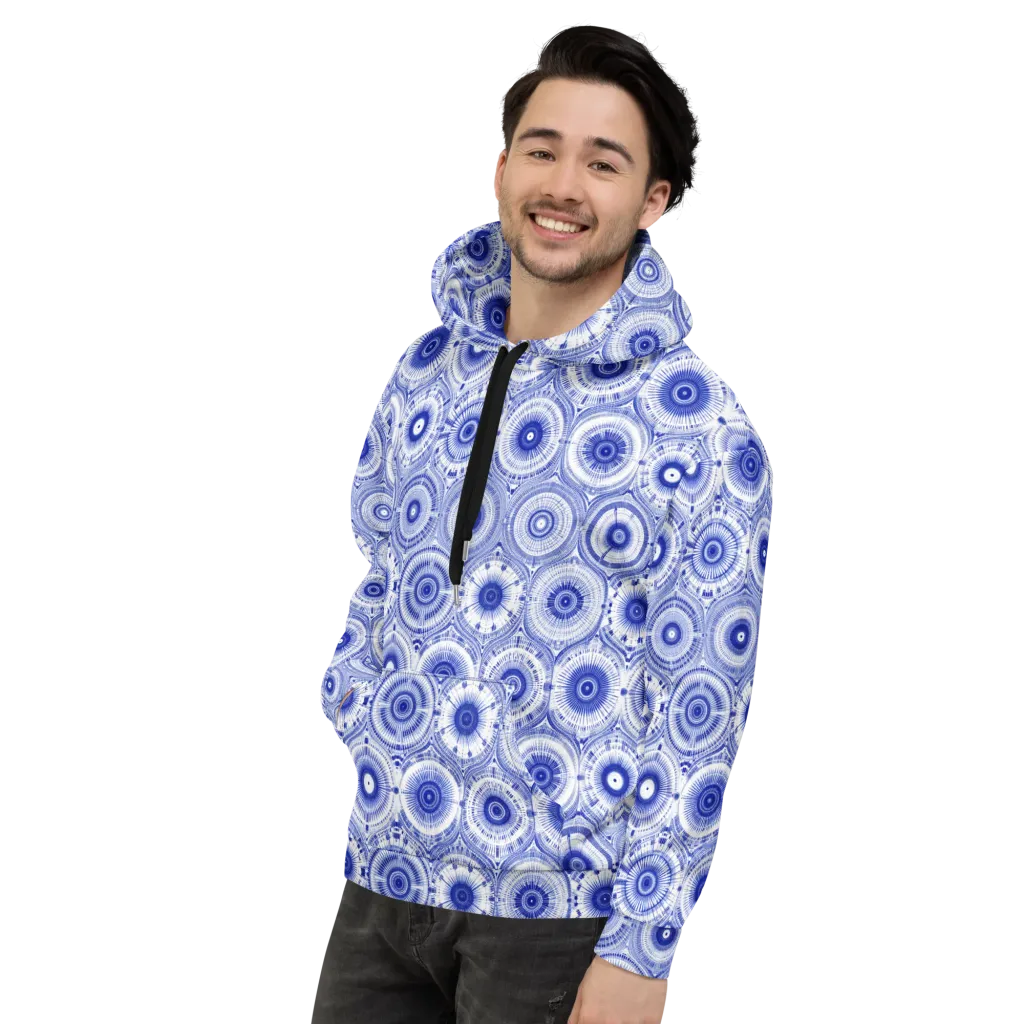 Indigo Circuit on Hoodie — Left
