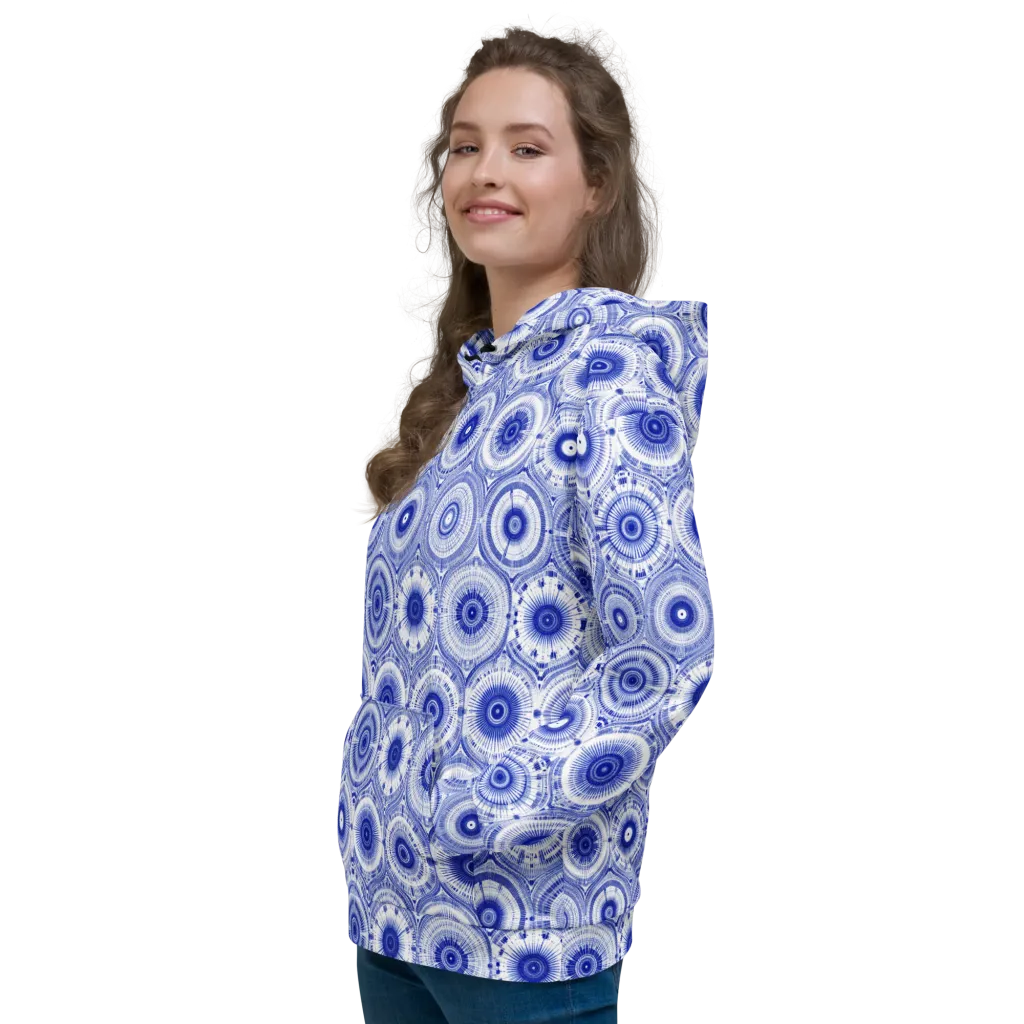 Indigo Circuit on Hoodie — Left