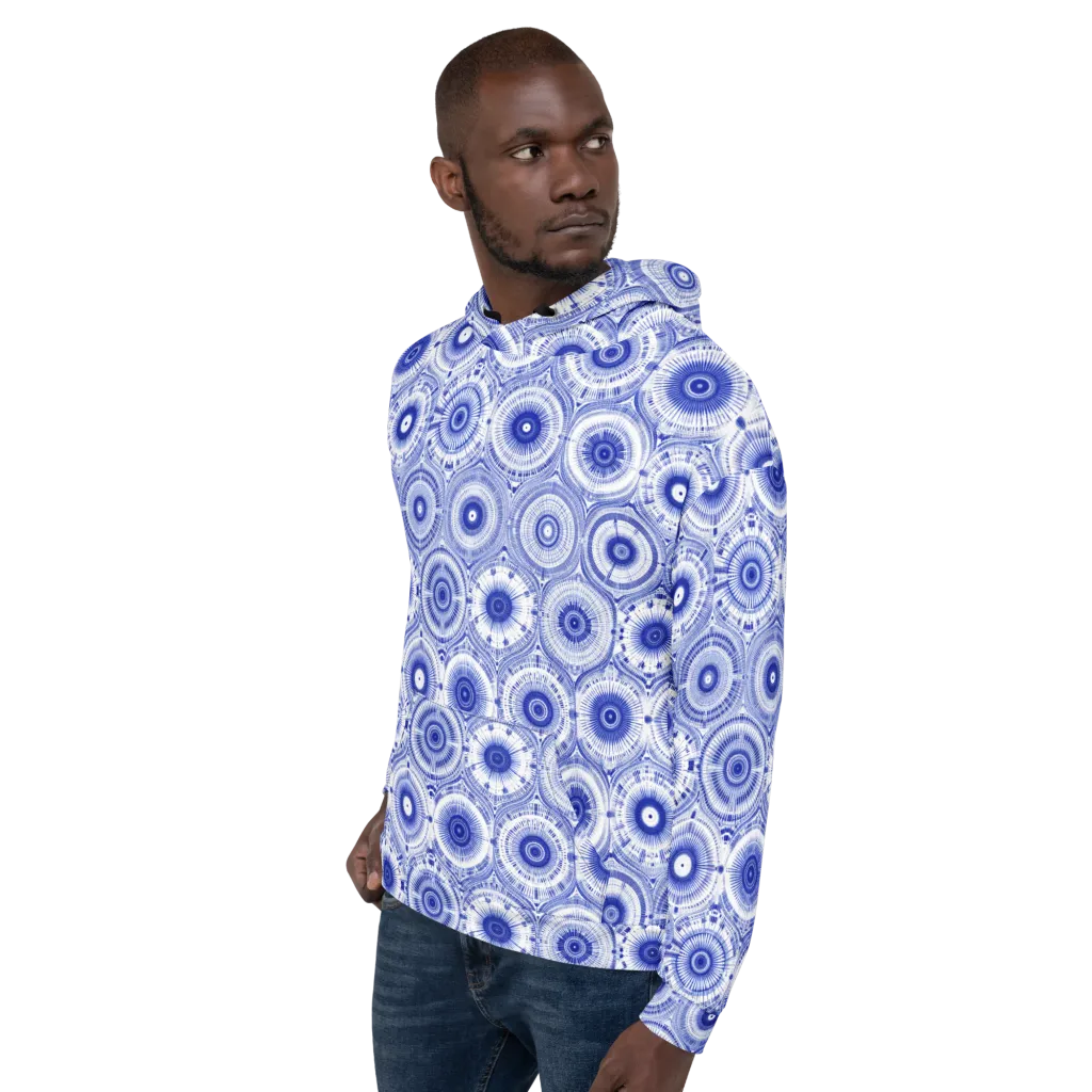Indigo Circuit on Hoodie — Left