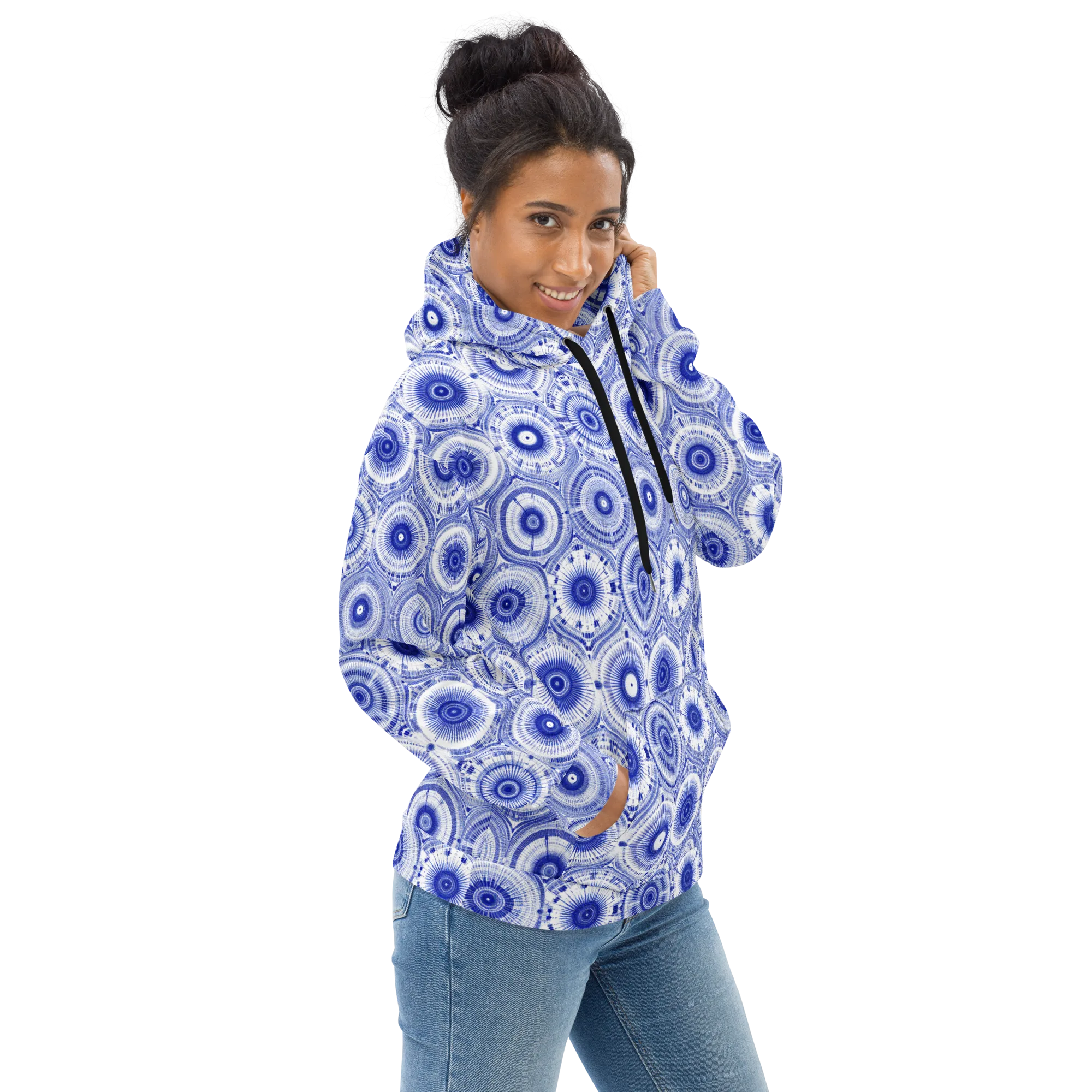 Indigo Circuit on Hoodie — Right