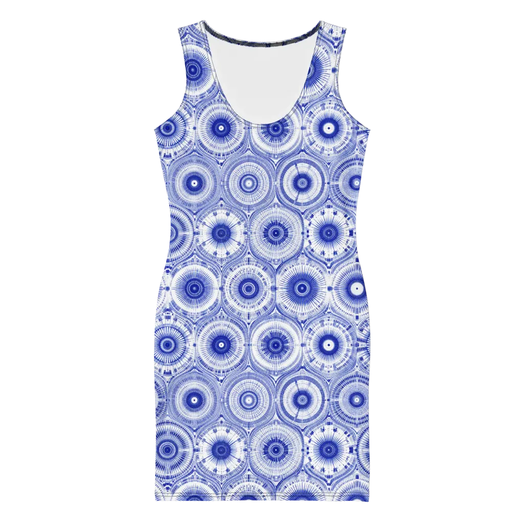 Indigo Circuit on Bodycon Dress — Front