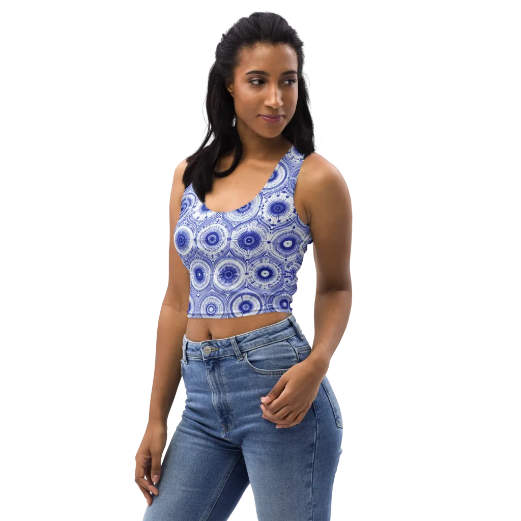 Indigo Circuit on Crop Top — Left Front