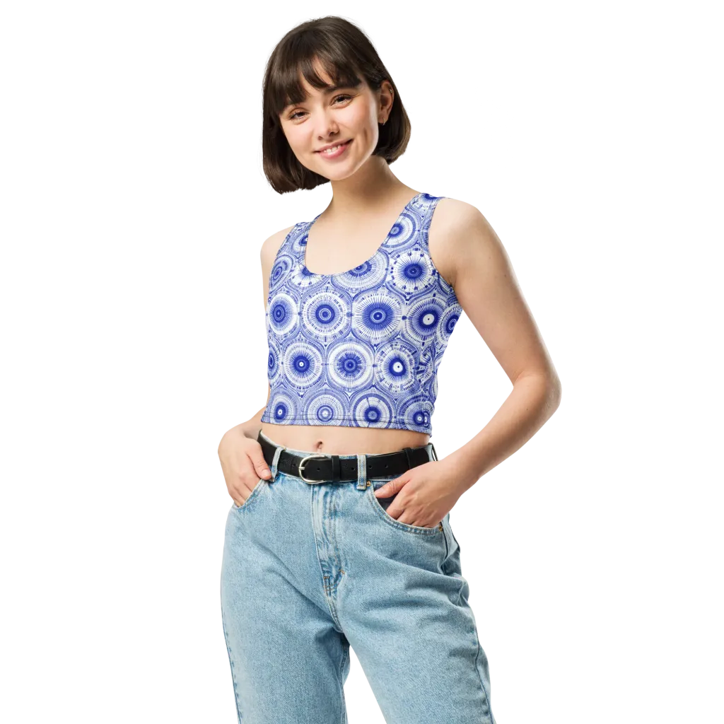Indigo Circuit on Crop Top — Front