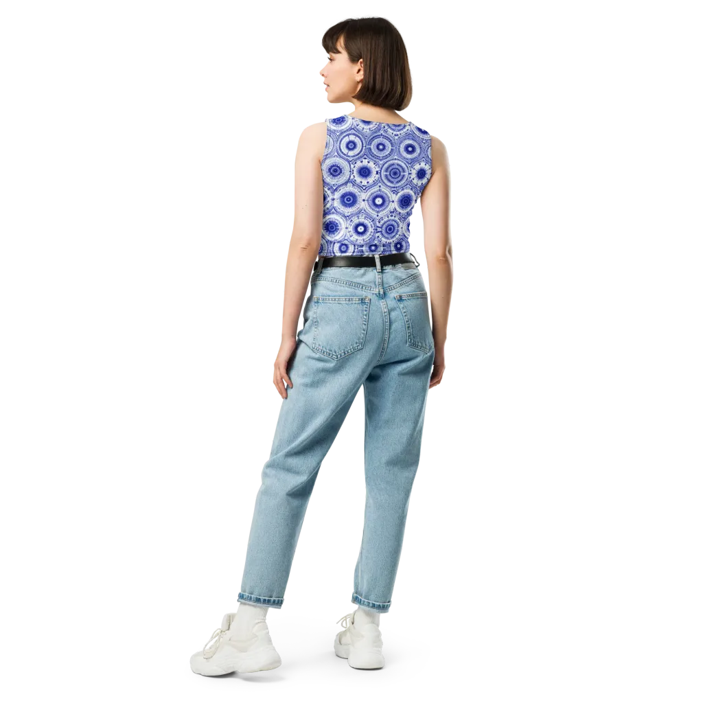Indigo Circuit on Crop Top — Back