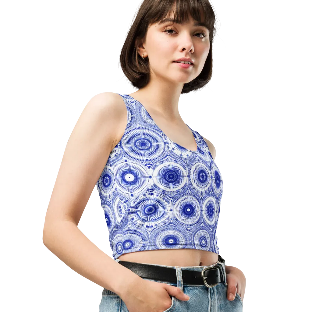 Indigo Circuit on Crop Top — Right Front