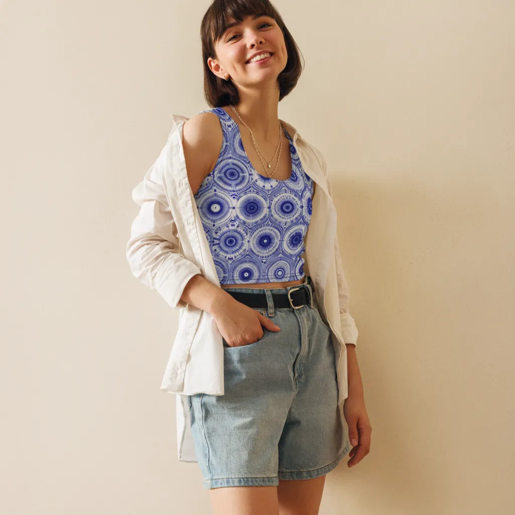 Indigo Circuit on Crop Top — Front