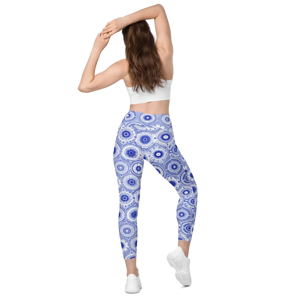 Indigo Circuit on Leggings with Pockets — Back