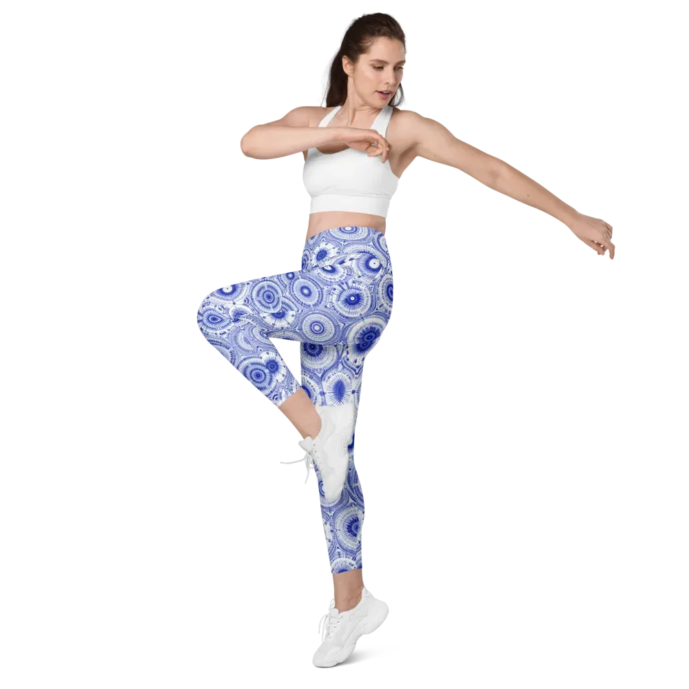 Indigo Circuit on Leggings with Pockets — Left Front