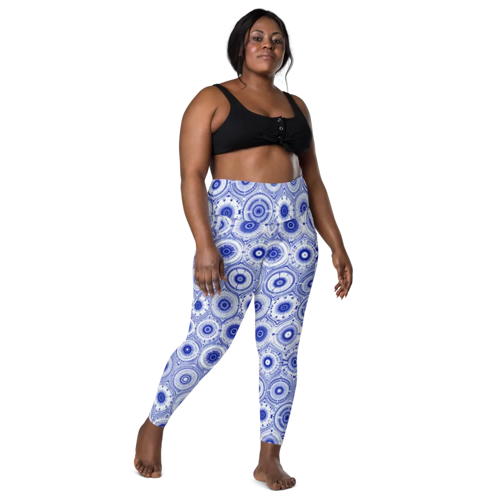 Indigo Circuit on Leggings with Pockets — Front