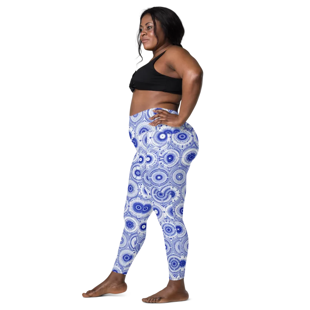 Indigo Circuit on Leggings with Pockets — Left