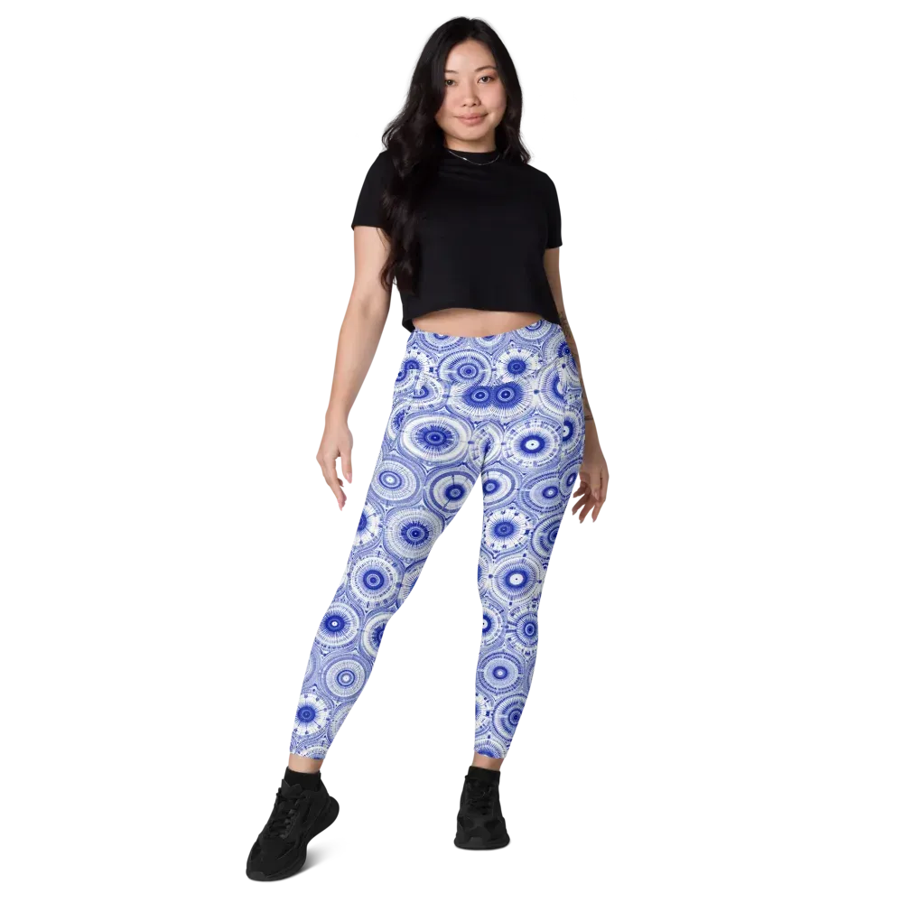 Indigo Circuit on Leggings with Pockets — Front