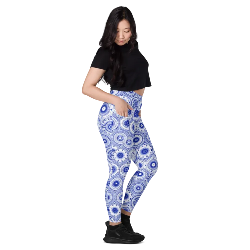 Indigo Circuit on Leggings with Pockets — Right