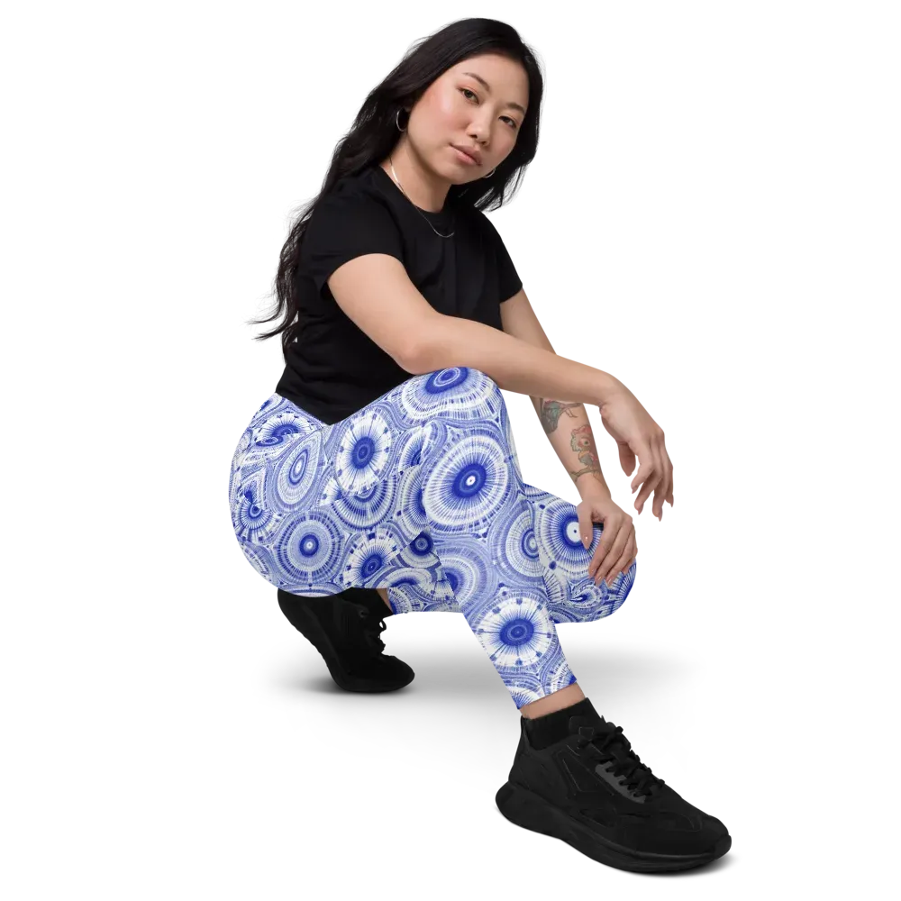 Indigo Circuit on Leggings with Pockets — Right Front