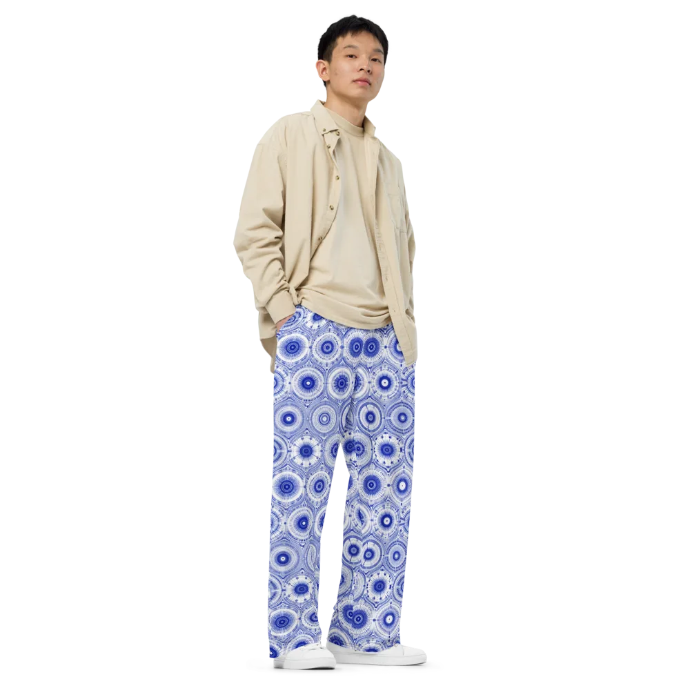 Indigo Circuit on Wide-Leg Pants — Right Front