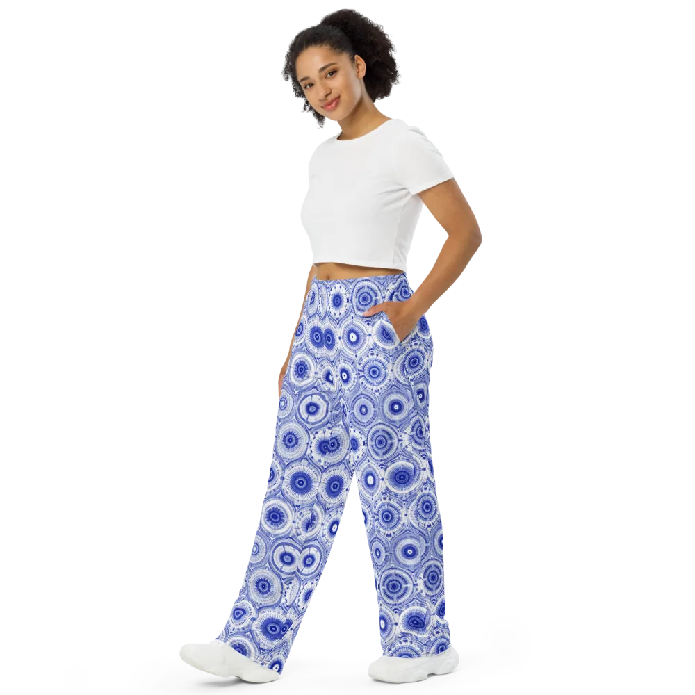 Indigo Circuit on Wide-Leg Pants — Left Front