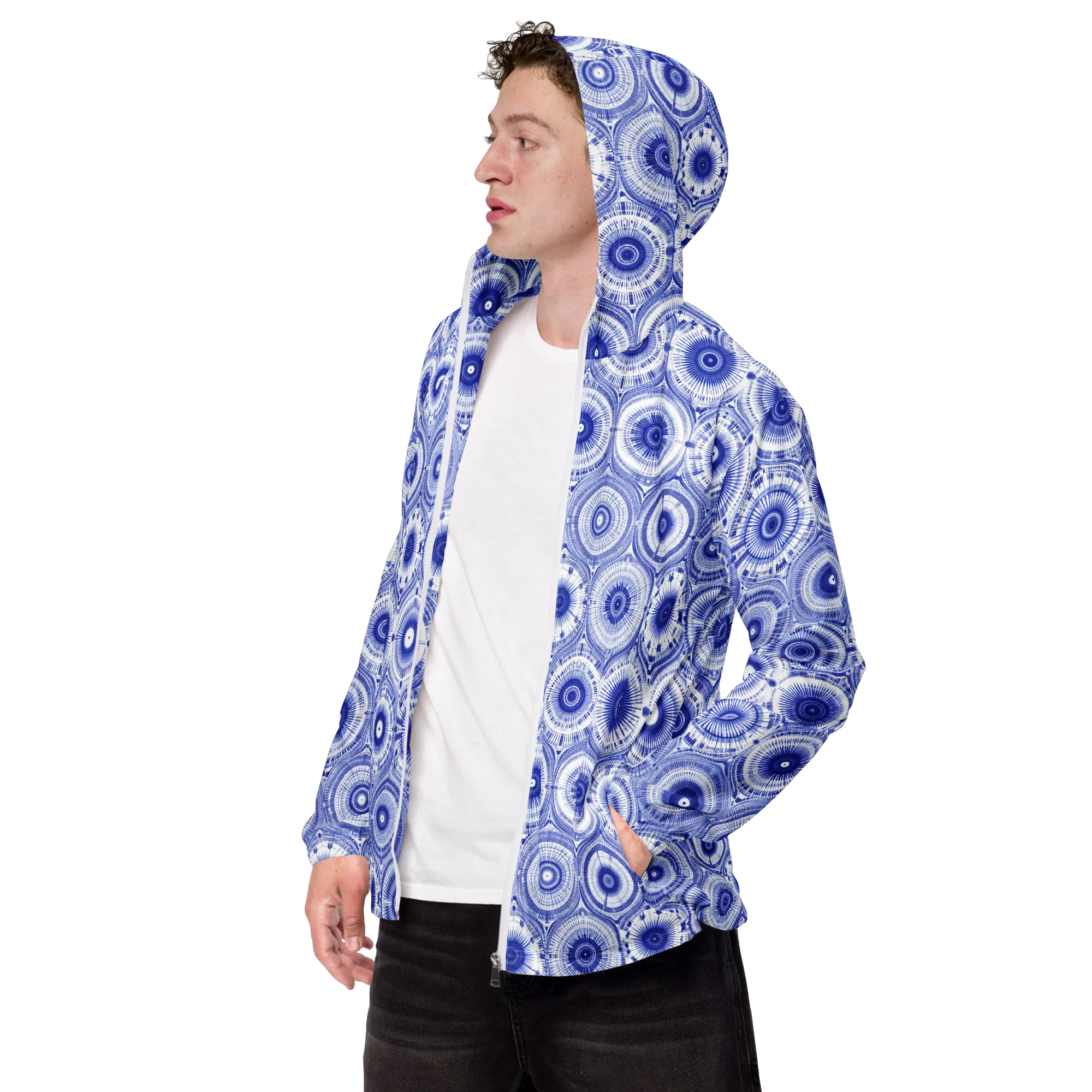 Indigo Circuit on Men's Windbreaker — Left Front