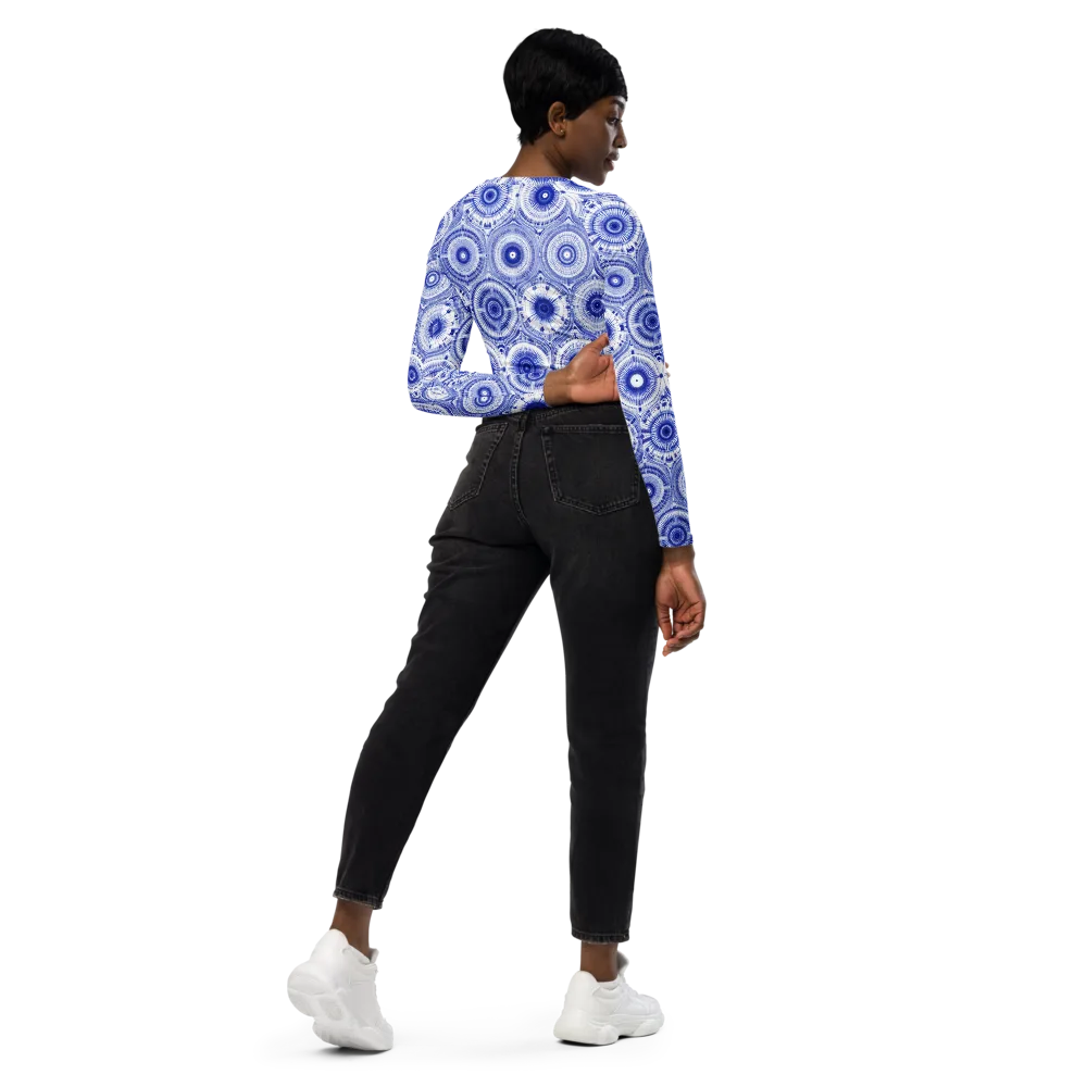 Indigo Circuit on Long Sleeve Crop Top — Right Back