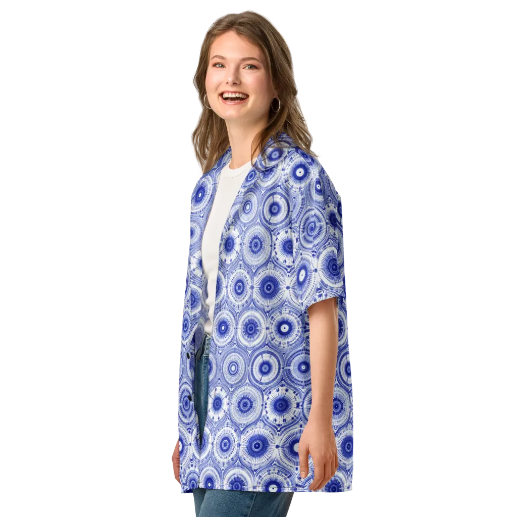 Indigo Circuit on Button Shirt — Left Front