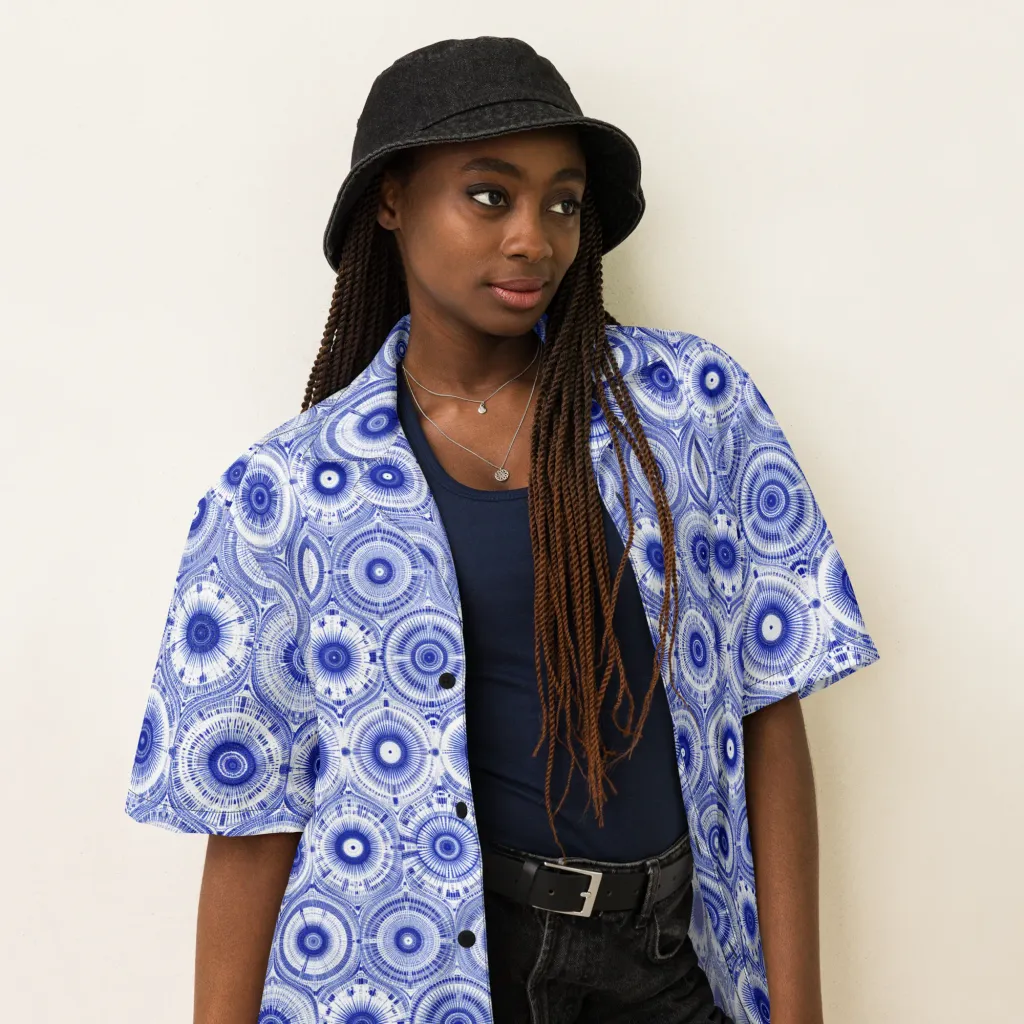 Indigo Circuit on Button Shirt — Right Front