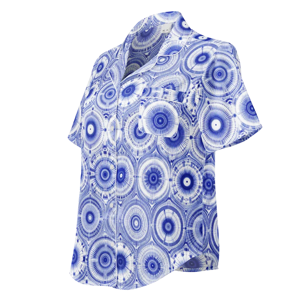 Indigo Circuit on Women's Short Sleeve Pajama Top — Left Front