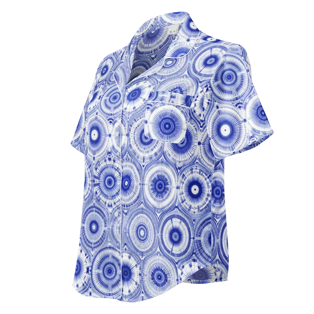 Indigo Circuit on Women's Short Sleeve Pajama Top — Left Front
