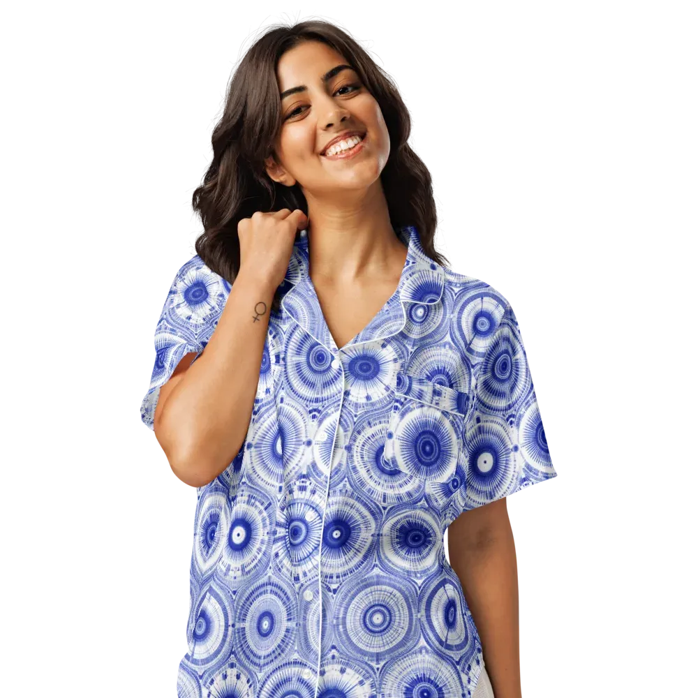 Indigo Circuit on Women's Short Sleeve Pajama Top — Front
