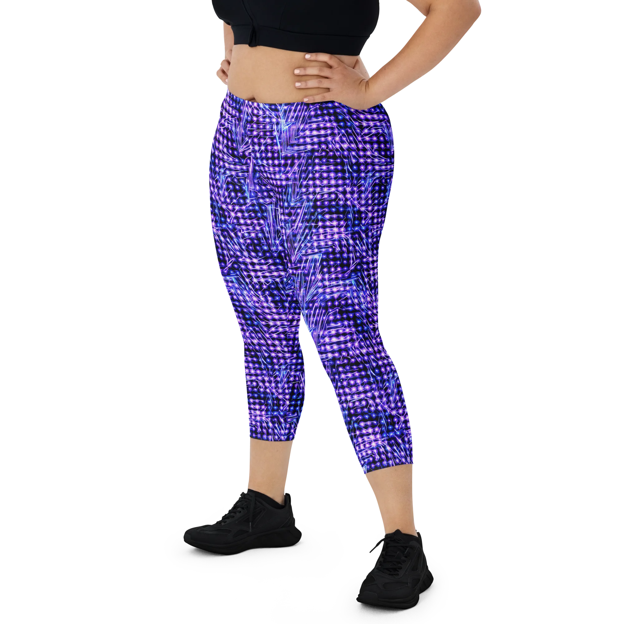 Ultraviolet Circuit on Capri Leggings — Front