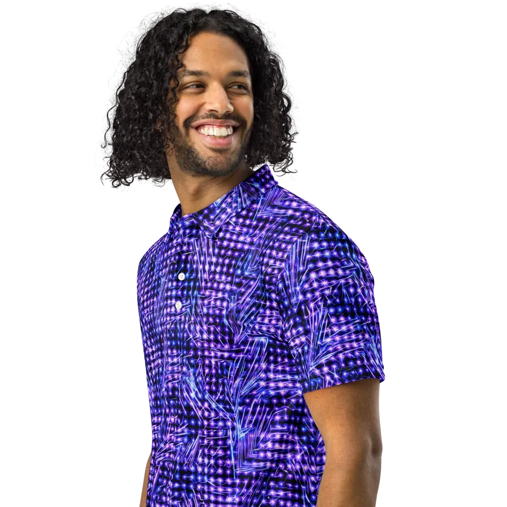 Ultraviolet Circuit on Men's Slim Fit Polo Shirt — Left Front
