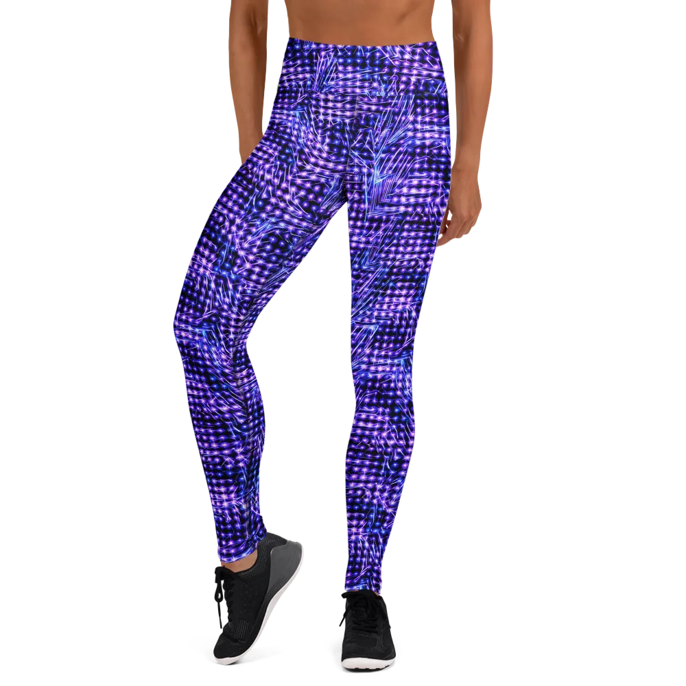 Ultraviolet Circuit on Yoga Leggings — Front