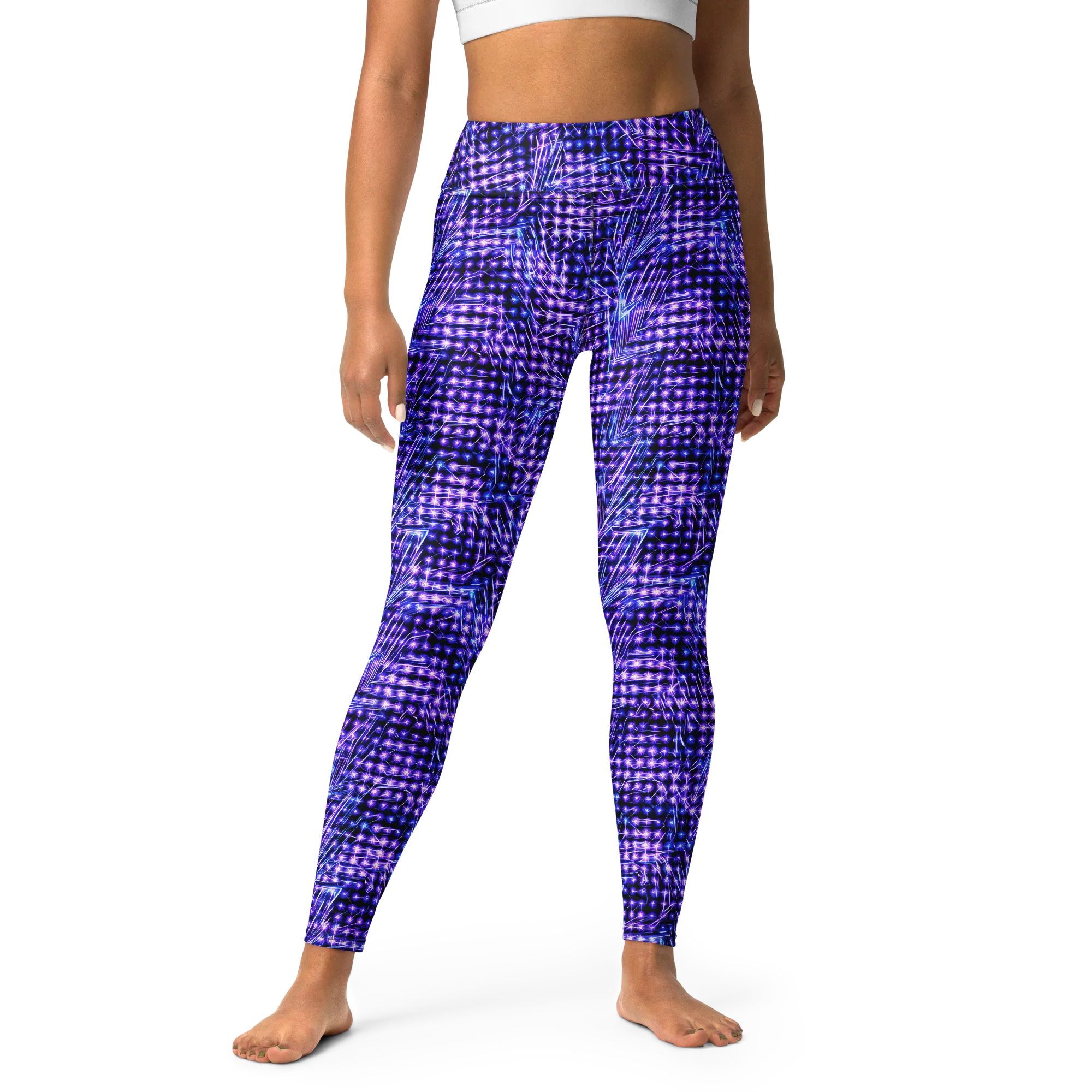 Ultraviolet Circuit on Yoga Leggings — Front