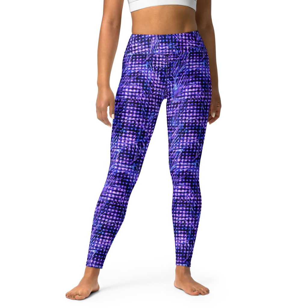 Ultraviolet Circuit on Yoga Leggings — Front