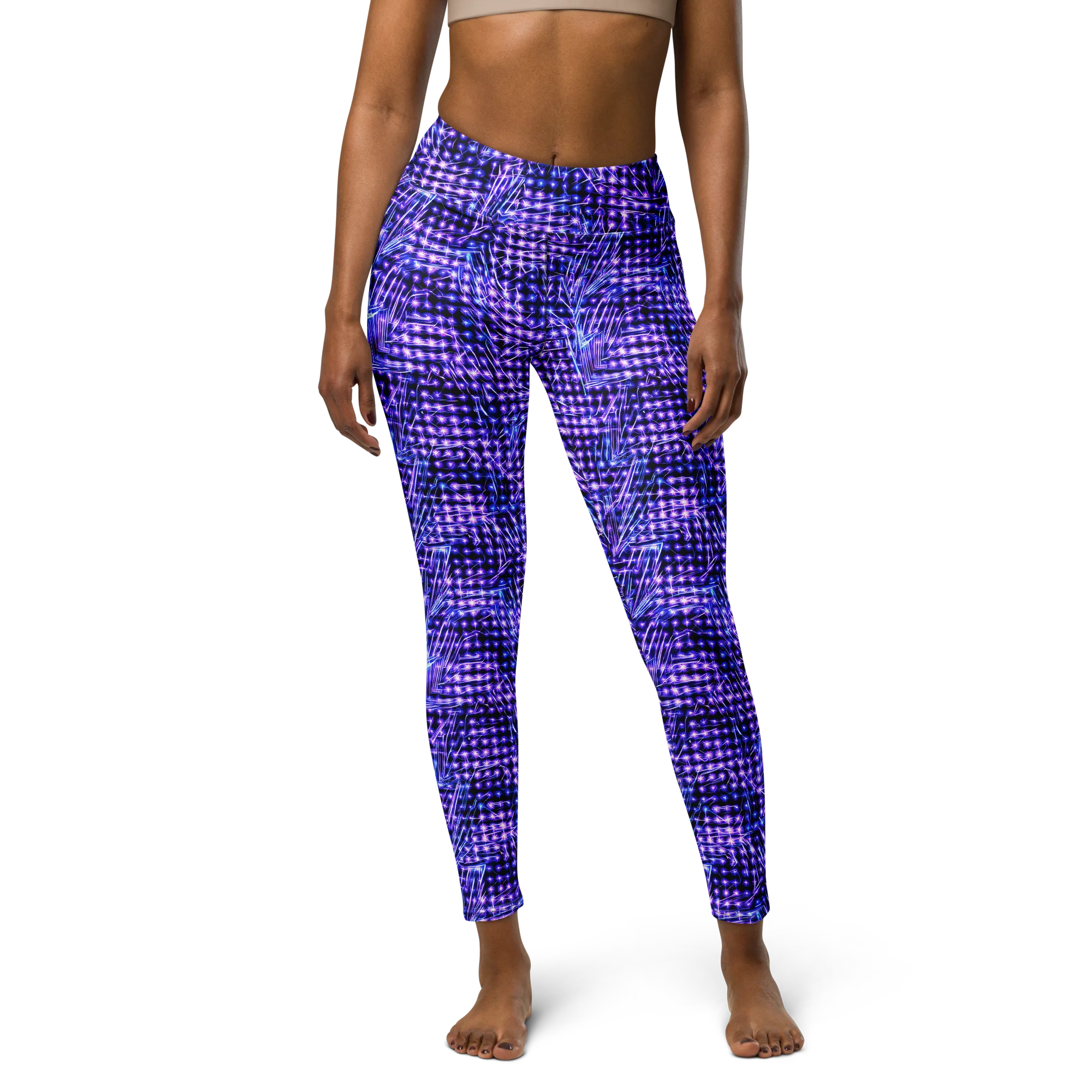Ultraviolet Circuit on Yoga Leggings — Front