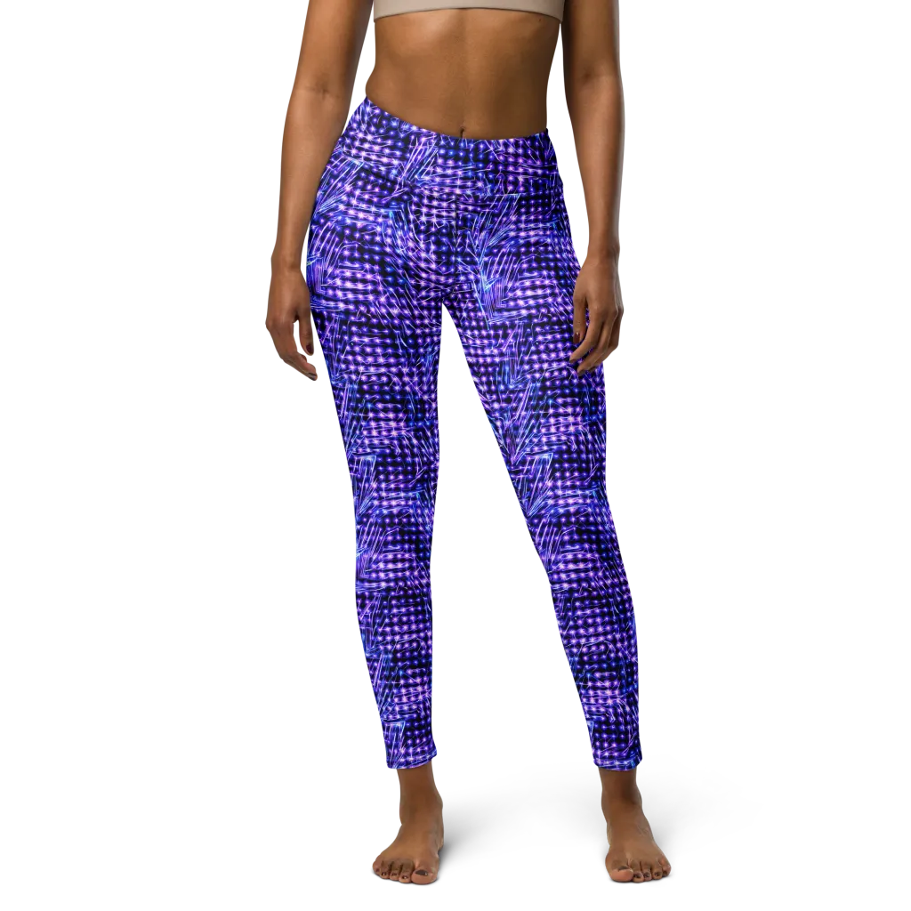 Ultraviolet Circuit on Yoga Leggings — Front