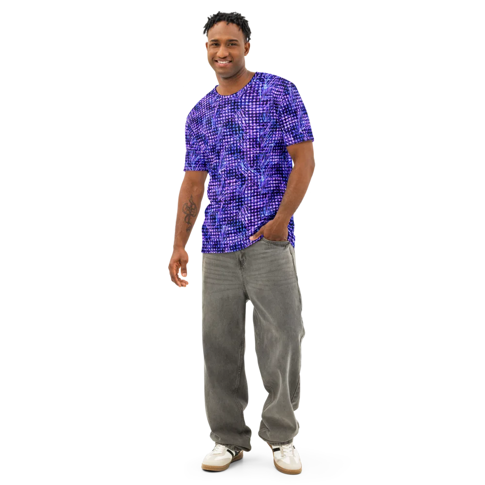 Ultraviolet Circuit on Men's Cotton Crew Neck T-Shirt — Front