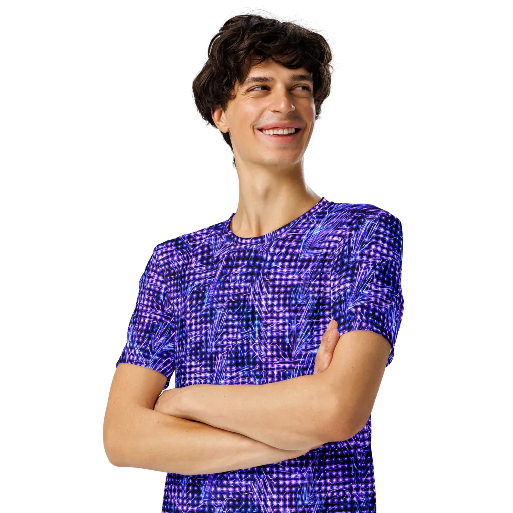 Ultraviolet Circuit on Men's Crew Neck T-Shirt — Left Front