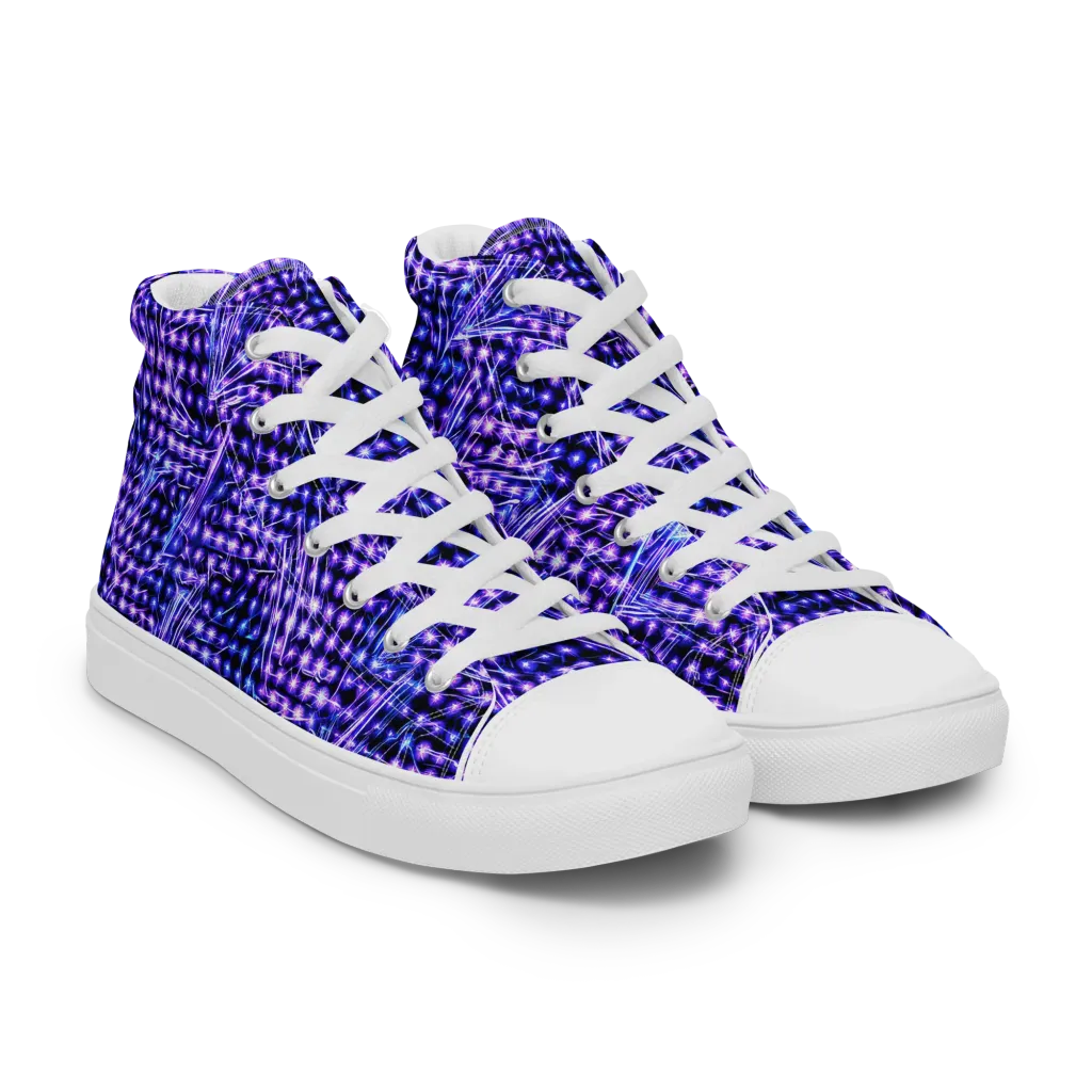 Ultraviolet Circuit on Men's High Top Canvas Shoes — Right Front