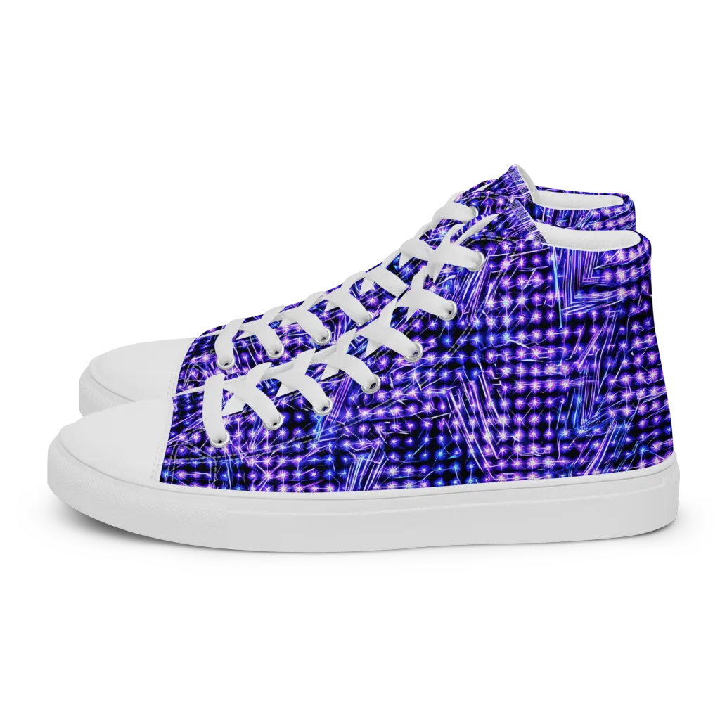 Ultraviolet Circuit on Men's High Top Canvas Shoes — Left