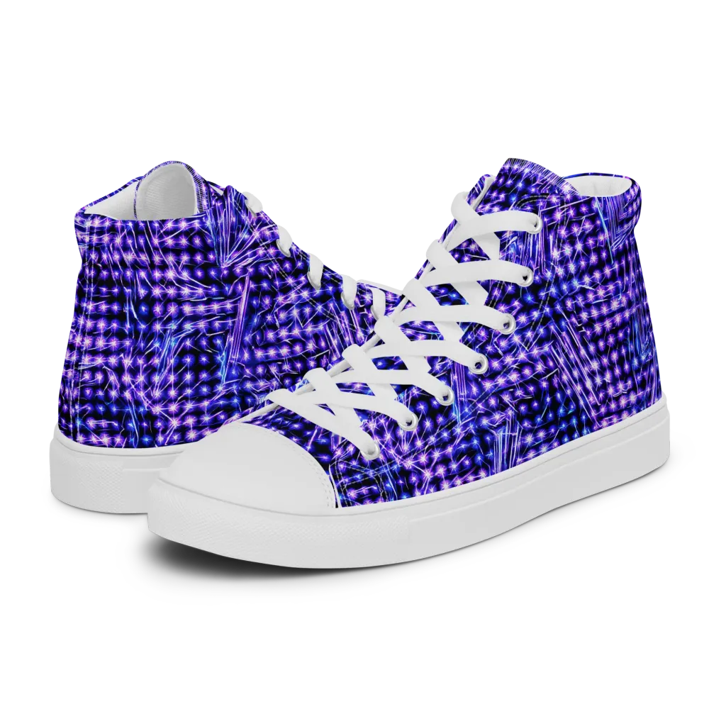 Ultraviolet Circuit on Men's High Top Canvas Shoes — Left