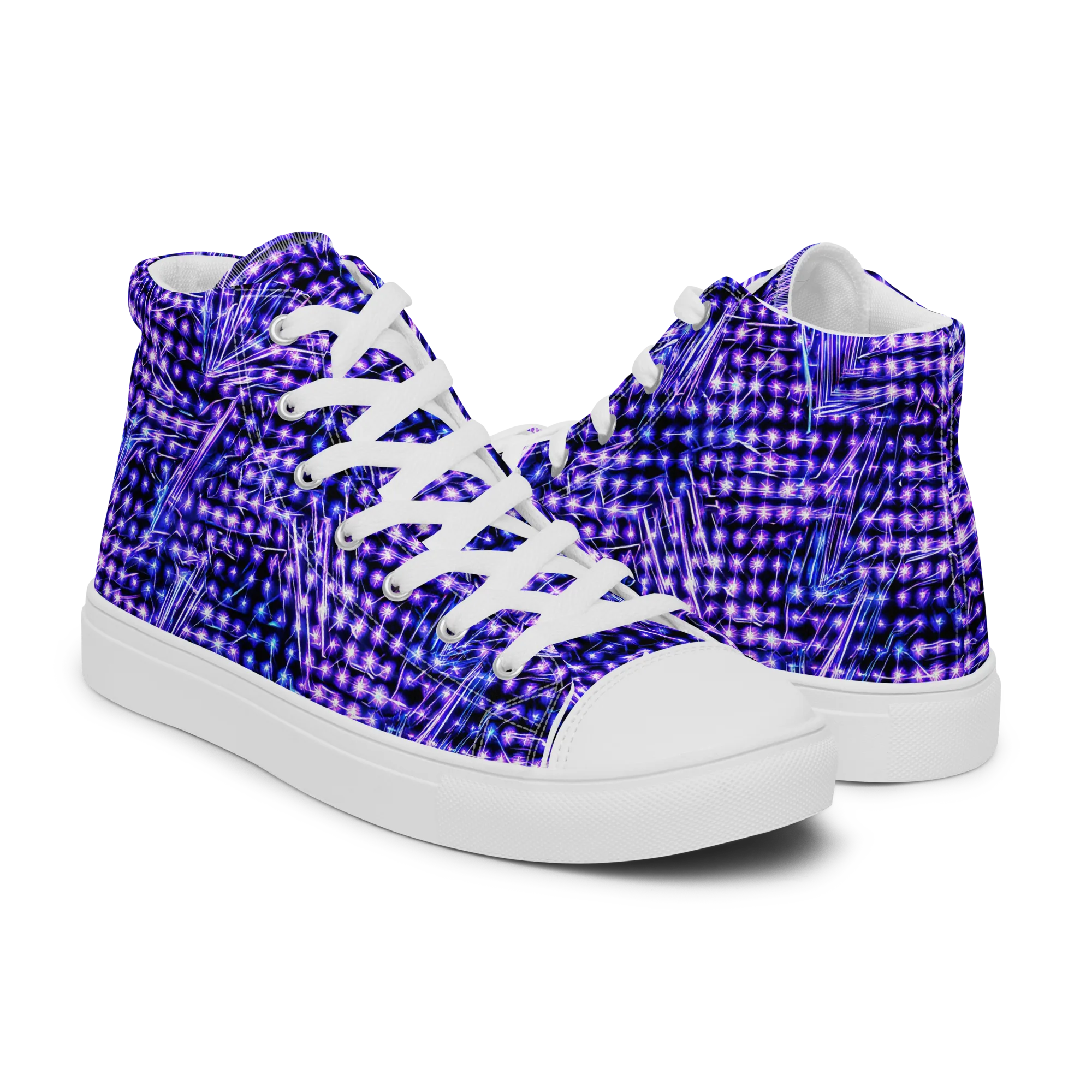 Ultraviolet Circuit on Men's High Top Canvas Shoes — Right