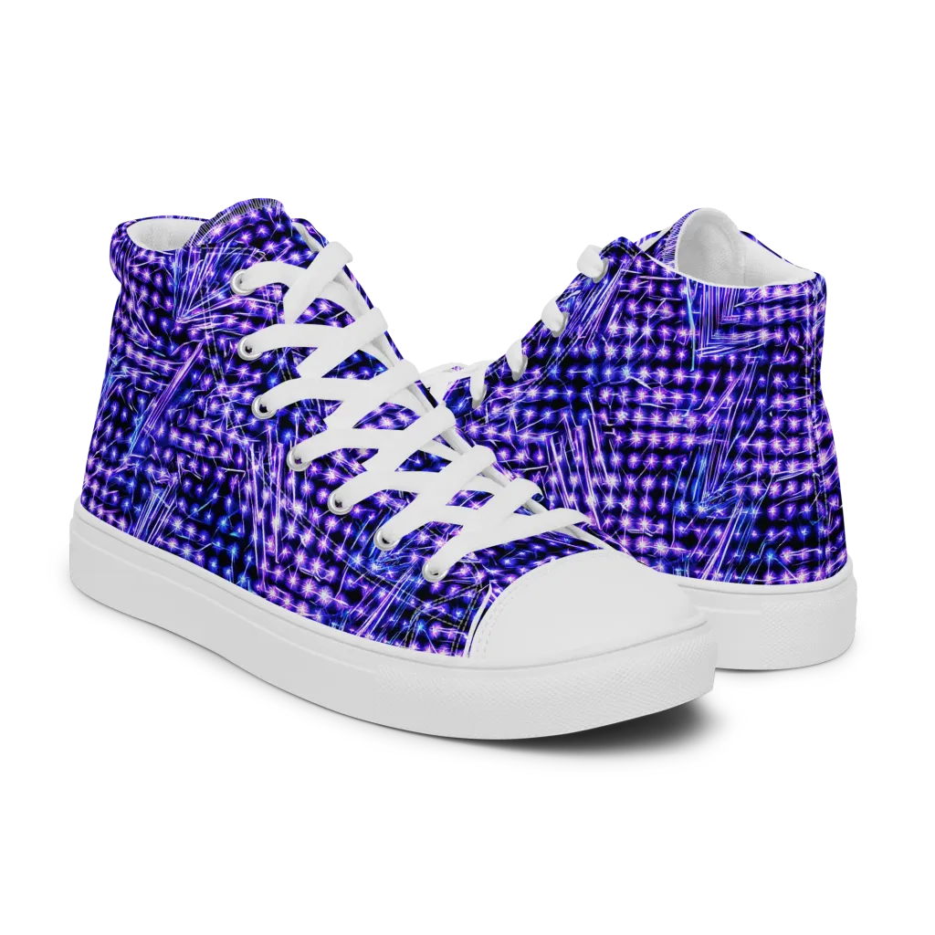 Ultraviolet Circuit on Men's High Top Canvas Shoes — Right